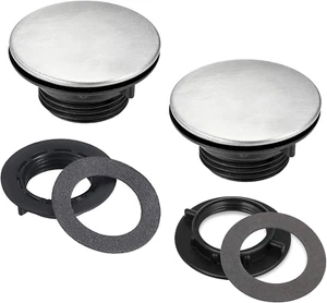 2 Pack Sink Tap Faucet Hole Cover Kitchen Sink Plug Brushed Stainless Steel Hole - Picture 1 of 12