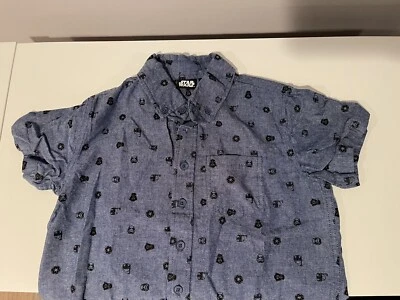 Star Wars Dress Shirt Blue YODA VADER STORMTROOPER Button Down Extra Small XS - Image 1 of 3