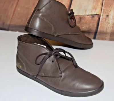 Lacoste мужчин размер 11 чукка ботинки Arona шнурует вверх коричневый кожаный логотип амортизации - Изображение 1 из 4