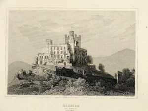 DIE MAXBURG BEI HAMBACH IN NEUSTADT/W. Orig.Stahlstich von J. BUHL 1856 - Bild 1 von 3
