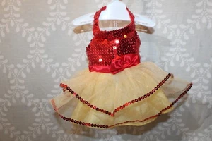 Build a Bear Workshop Red Sequin Dress Gold Tulle Gown Formal Pageant Clothing - Picture 1 of 6