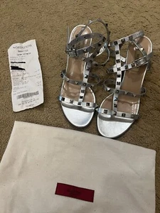 Valentino Rockstud Block Heel Silver Size 38.5, Great Condition - Picture 1 of 16