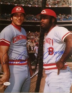 Johnny Bench & Joe Morgan Cincinnati Reds Dual Autographed 11x14 w/ JSA COA - Picture 1 of 3