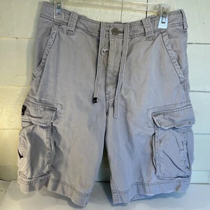 Abercrombie & Fitch Boys Heavy Cotton Beige Drawstring Cargo Khaki Shorts Sz 16 - Picture 1 of 7