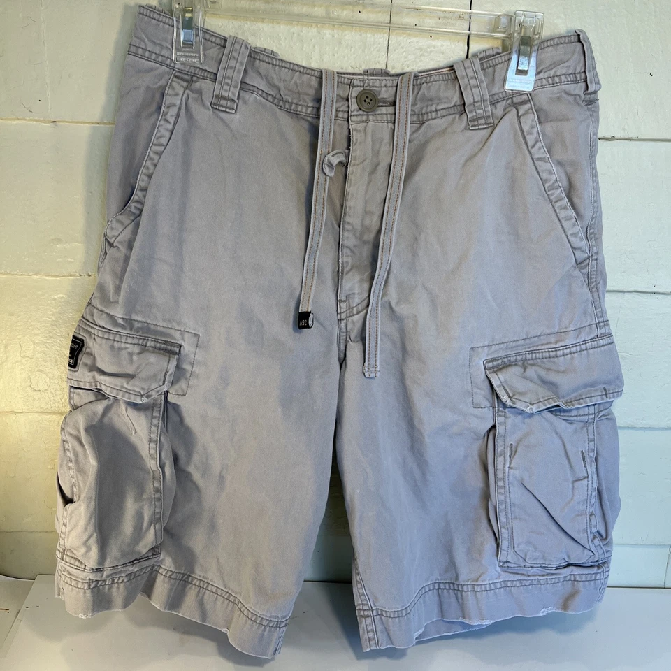 Pantalones Cortos Abercrombie & Fitch Niños Algodón Pesado Beige Cordón Carga Caqui Talla 16 Foto 1 de 4
