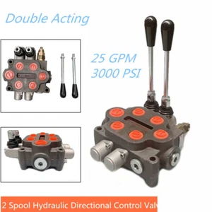 2 Spool Hydraulic Monoblock Double Acting Control Valve, 25 GPM, SAE Ports US - Picture 1 of 12