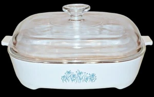 Corning Ware BLUE DAISY MW-16 10" Microwave Browning Skillet Casserole w/Lid - Picture 1 of 6