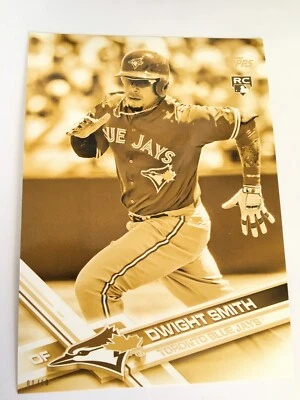 2017 Topps Update Clear Parallel 5x7 Dwight Smith Blue Jays US273 01/10 Gold - Image 1 of 2
