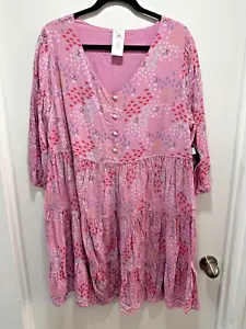 Disney Ruffle Dress Womens Pink Purple Frozen Olaf Brittney Lee NEW XL - Picture 1 of 4