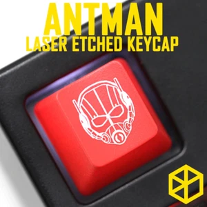 NOVELTY SHINE THROUGH KEYCAPS ABS ETCHED BLACK RED ESC ANTMAN - Picture 1 of 5