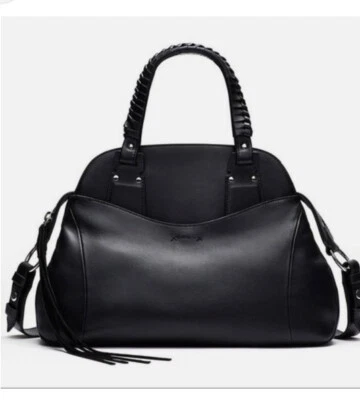 Bandolera Elizabeth and James Mujer Cuero Negro con Flecos Trapecio $$$ Foto 1 de 4