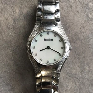 ROVEN DINO SWISS CAPRI 2019L MOP DIAL DIAMOND LADIES WATCH SILVER TONE RUNS D-3 - Picture 1 of 6