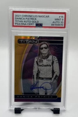 Danica Patrick DOUBLE DOOR NUMBER 10/10 GOLD Auto PSA MINT 9 AUTO 10 2021 Titan - Image 1 of 3