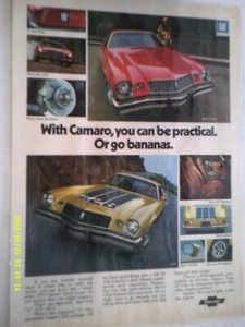 1974 Chevrolet CAMARO  Print Ad  Laminated ORIGINAL PRACTICAL OR BANANAS   - Picture 1 of 1