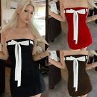 Womens Strapless Chest Wrapping Tube Dress with Bowknot Front for Parties