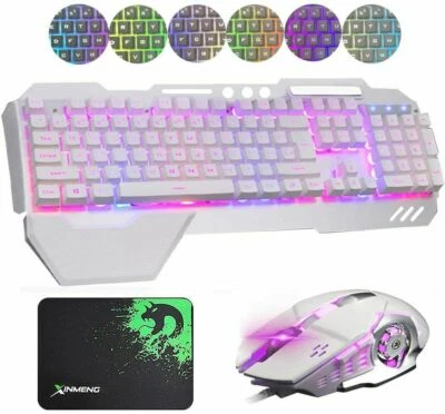 USB Ergonomic Keypad RGB Backlight Mechanical Gaming PC Keyboard and Mouse Combo - Image 1 of 4