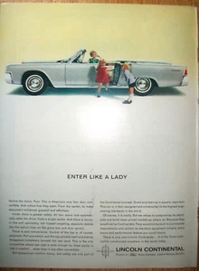1962 Lincoln Continental convertible mid-size mag car ad -"Enter like a lady" - Picture 1 of 1