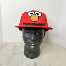 Y2K Elmo Hat Red Sesame Street Muppet Fitted Flat Brim One Size Stretch Kidcore