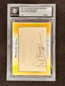 Red Grange George McAfee 2014 Leaf Masterpiece Cut Signature signed card 1/1 JSA - Picture 1 of 2