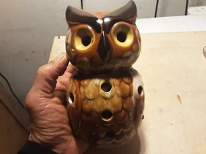 JAPANESE CERAMIC OWL CANDLE HOLDER KAMEYAMA EXCELLENT CONDITION HEIGHT 16 CM - Picture 1 of 11