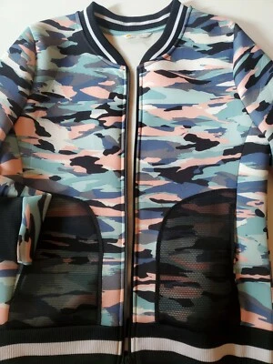 C&C CALIFORNIA Women's Camouflage Scuba Bomber Camo Full Zip Jacket Size L NEW - Image 1 of 4