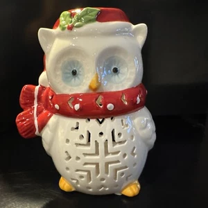 NEW Holiday Time WHITE OWL Ceramic Tealight - Picture 1 of 6