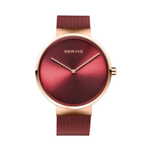 Bering Time Classic Polished Rose Gold Steel & Red Dial Men's Watch. 14539-363 - Picture 1 of 3