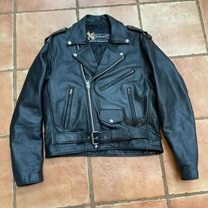 Xelement Black Leather Jacket Size 42 Motorcycle Biker Riding Zip - Picture 1 of 11