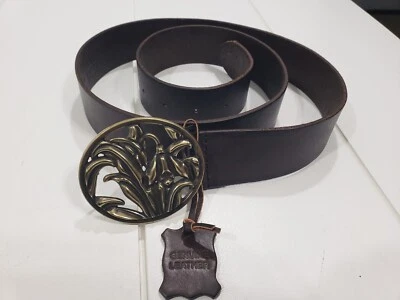 MUJER MOSSIMO SUPPLY CO. CINTURÓN DE CUERO GENUINO MARRÓN TALLA XL 44" Largo Foto 1 de 4