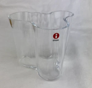 IITTALA Aalto Clear Glass Vase Finland Mid Century Modern Organic Shape Signed - Picture 1 of 7