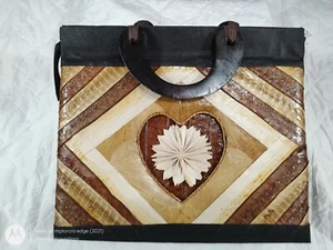 Vintage Palm Frond, Leaves, Natural Fibers Hand Bag Lined Purse by Beachcombers - Picture 1 of 11