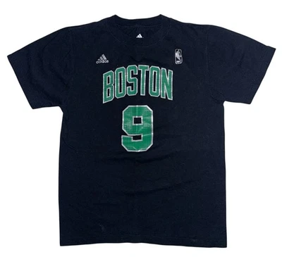 Camiseta Adidas Para Hombre Boston Celtics Rajon Rondo #9 Negra/Verde Talla Pequeña Foto 1 de 4