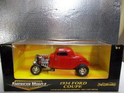 ERTL 1:18 1934 FORD 3 WINDOW COUPE VERMELHO COM PRETO INT M.I.B - Imagem 1 de 4