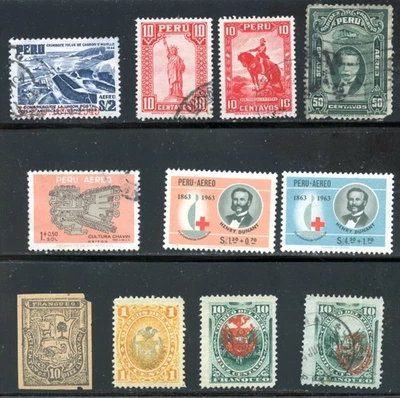 LOT 32521 SEVEN USED AND THREE MINT H STAMPS FROM PERU - Image 1 of 2