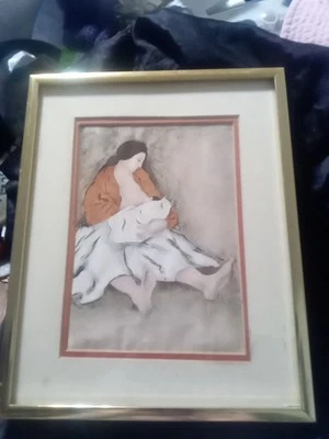 Vintage R.C Gorman Litho, Print Framed Art Navajo Woman& Child Native American - Image 1 of 4