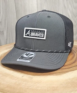 Atlanta Braves 47 Brand Trucker Rope SnapBack Adjustable Hat Cap MLB Baseball - Picture 1 of 15