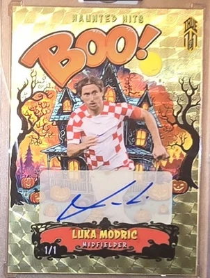 ¡LUKA MODRIC VINILO DORADO BOO! TARJETA DE AUTÓGRAFO # VERDADERO 1 DE 1- 2025 HAUNTED HITS 🔥🔥 Foto 1 de 2