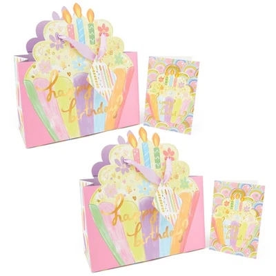 2 шт. подарочные пакеты с поздравительными открытками, акварельный штамп «С днем рождения» De... - Изображение 1 из 4