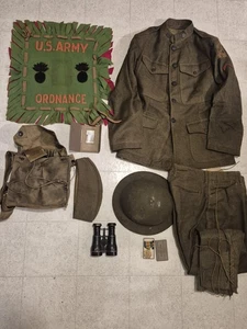 WWI US Identified Uniform Tunic Group ORIGINAL US WW1 PATCH ARTILLERY Repair lot - Picture 1 of 24