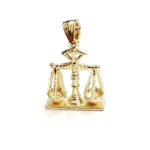 14k yellow Gold 3D libra zodiac sign Pendant scale charm fine gift jewelry 4.4g - Picture 1 of 12