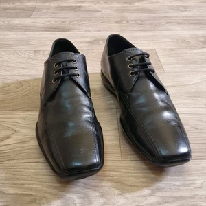 Prada Schuhe Herren Linea Rossa Schwarz Leder Eckige Zehe Derby Elegant Schuhe Gr. 10 - Bild 1 von 17