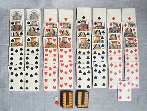 Antiguo Raro c1850 Reynolds Juego de Cartas Antiguas Juego Marcadores y Caja de Clavijas - Imagen 1 de 24