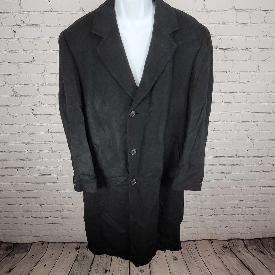 Abrigo Joseph & Lyman Negro 100% Cachemira Clásico Abotonado Talla Grande L Foto 1 de 4