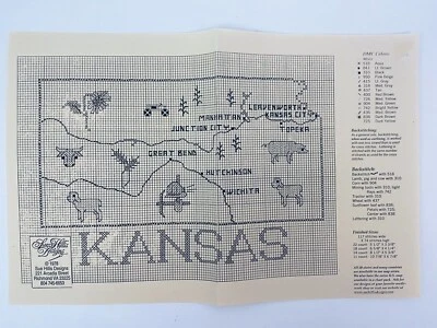 Sue Hillis Designs Map of KANSAS Counted Cross Stitch Pattern SHD Map - Image 1 of 2