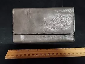 Brown Leather Long Envelope Wallet Soft Leather - Picture 1 of 9