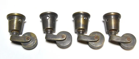 SET OF 4 MATCHING BRASS METAL WHEEL CASTER SET Cover