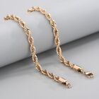6mm 24'' Singapore Twist Chain Rope Necklace Stainless Steel For Mens Rose Gold