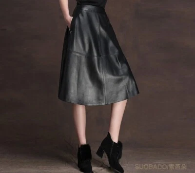 Custom Made To Order Faux Leather Swing Flare  A-line Skirt  Plus 1X-10X  Y299 - Image 1 of 4