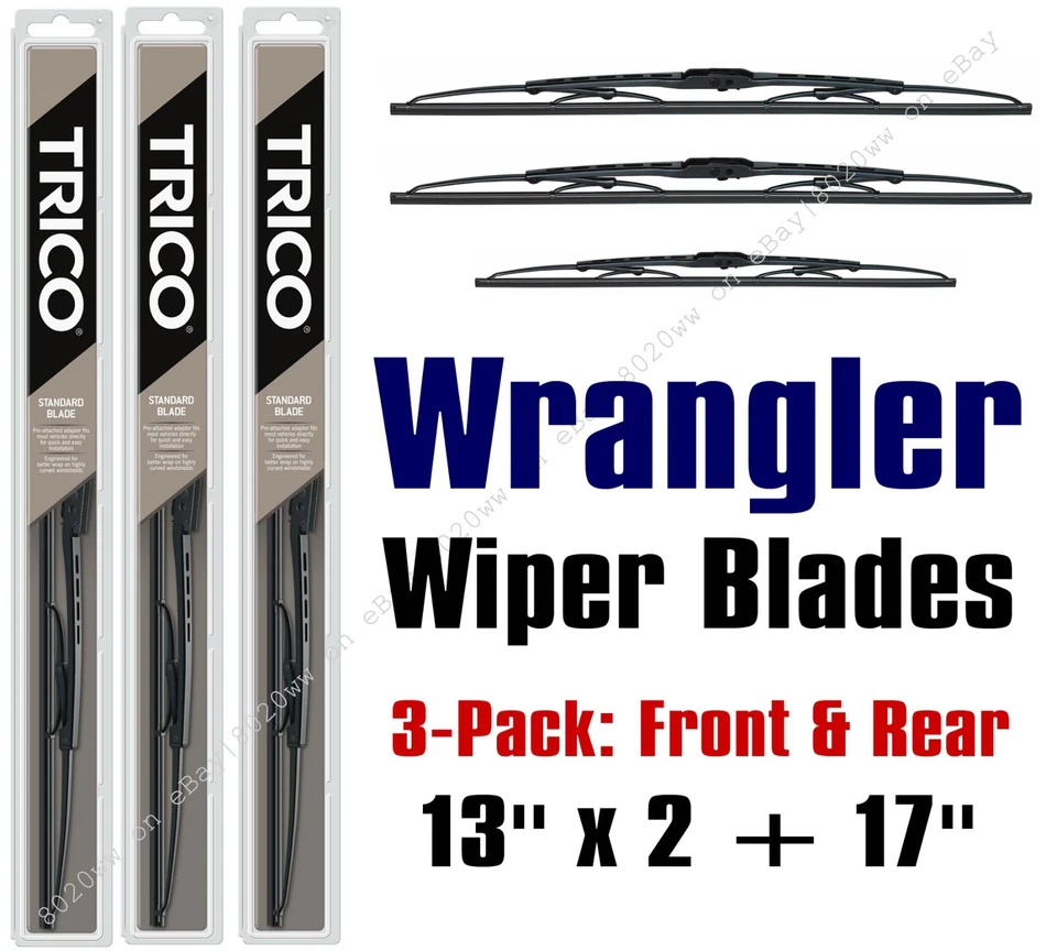 2005-2006 Jeep Wrangler Wiper Blades 3pk Front & Rear Wipers 30130x2/30170 - Image 1 of 1