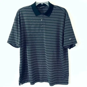 Nike Golf Dri Fit Polo Shirt Short Sleeve Black Striped Mens Size XXL 2XL - Picture 1 of 6